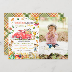 Invitation Automne Citrouille Camion photo Anniversaire Invit