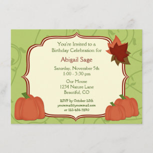Invitation Automne Citrouille et Feuille Anniversaire Invitat