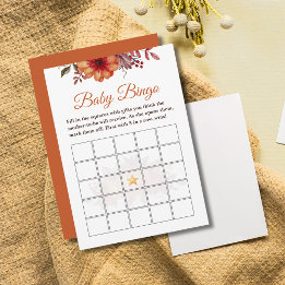 Invitation Automne Citrouille Floral Baby shower bébé Bingo J