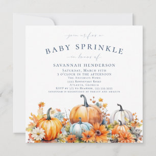Invitation Automne Citrouille Floral Baby shower Saupoudrer