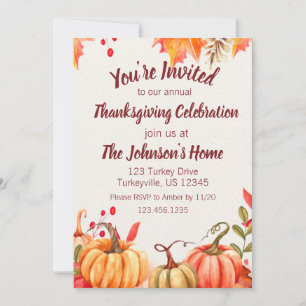 Invitation Automne Citrouille Russe Aquarelle Thanksgiving