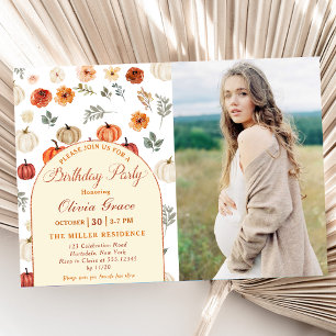 Invitation Automne Citrouille Rustique Anniversaire Photo