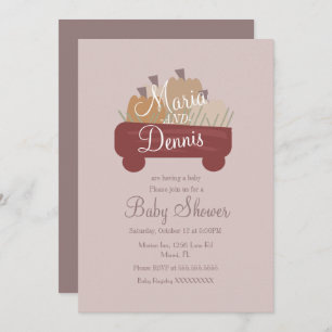 Invitation Automne Citrouille simple Baby shower en forme de
