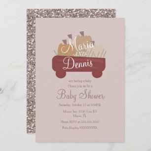Invitation Automne Citrouille simple Baby shower en forme de