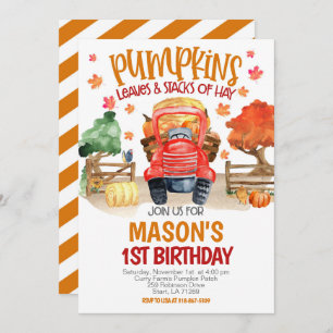 Invitation Automne Citrouille Tracteur Anniversaire
