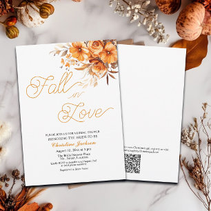 Invitation Automne dans l'amour Élégant script QR Code Fête d