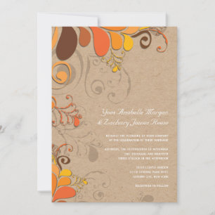 Invitation Automne Déco Automne Floral Fils Kraft Mariage pap
