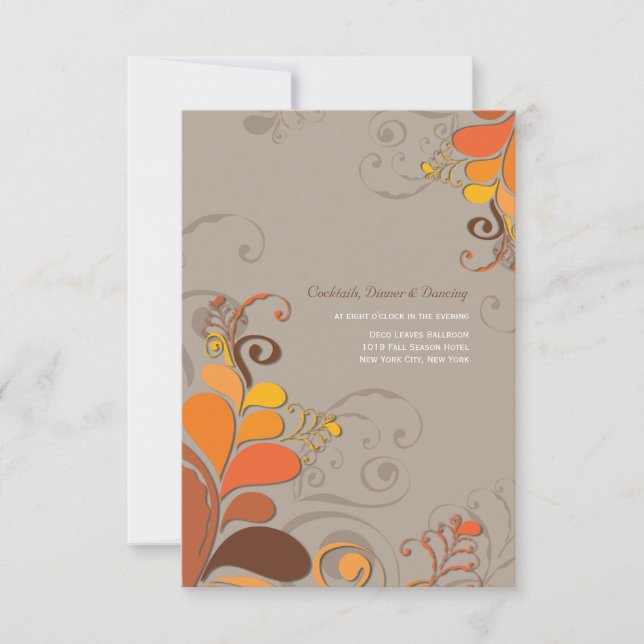 Invitation Automne Déco Floral Fils Réception De Mariage (Devant)