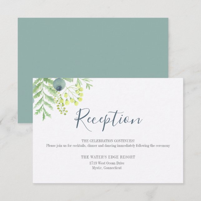 Invitation Automne Eucalyptus Berry Réception de mariage flor (Devant / Derrière)