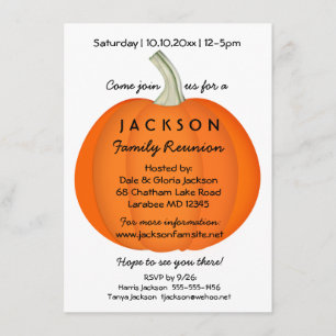 Invitation Automne Famille Réunion ou Citrouille