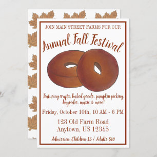 Invitation Automne Festival Pomme cidre Donut Maple Leaf Cand
