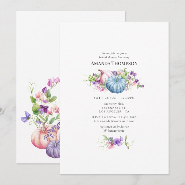 Invitation Automne - Fête de mariage Floral (Devant / Derrière)