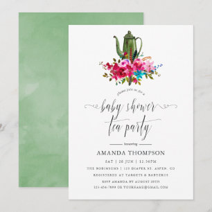 Invitation Automne - Fête de thé pour Baby Shower Floral