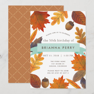 Invitation Automne Feuilles Aquarelle blanche Adulte Adulte A