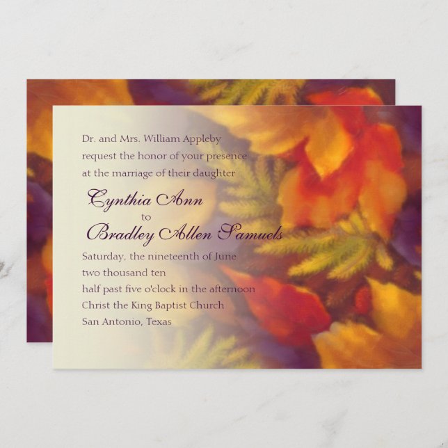 Invitation Automne Feuilles Automne Mariage (Devant / Derrière)