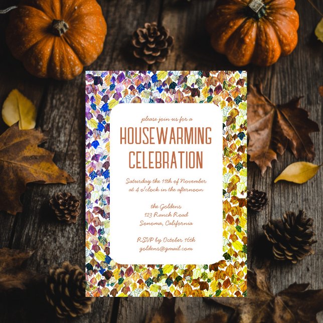 Invitation Automne Feuilles Chic Custom HOUSEWARMINING PARTY (Fall Autumn Leaves Chic Custom HOUSEWARMING PARTY Invitation
)