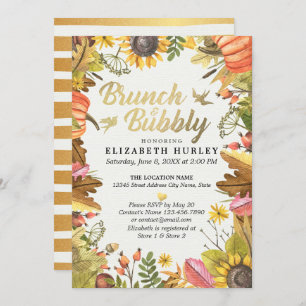 Invitation Automne Feuilles Citrouille Brunch Fête des mariée