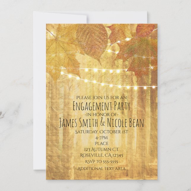Invitation Automne Feuilles Golden Automne Rustic Woods Invit (Devant)