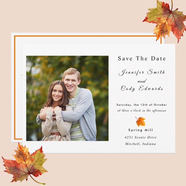 Invitation Automne Feuilles Photo Mariage Enregistrer La Date (Créateur téléchargé)