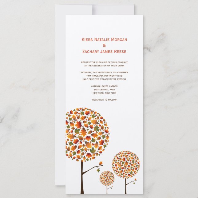 Invitation Automne Feuilles Pop Tree Custom Wedding Invitatio (Devant)