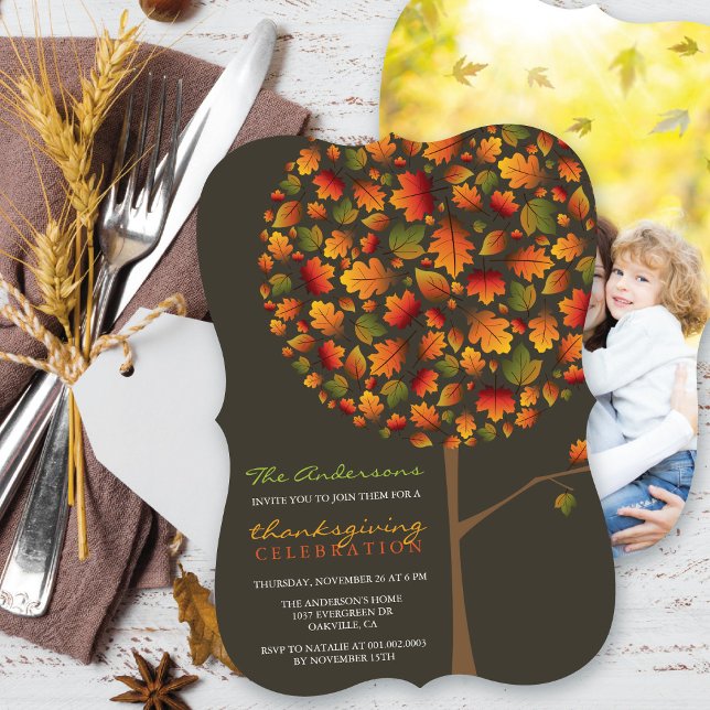 Invitation Automne Feuilles Pop Tree Thanksgiving Dîner Photo (Créateur téléchargé)