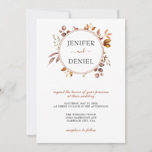 Invitation Automne Feuilles Russe Pays Boho Mariage