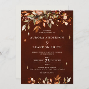 Invitation Automne Feuilles Russe Pays Boho Mariage