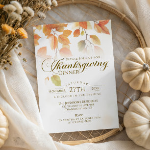 Invitation Automne Feuilles Script Russe Thanksgiving Dîner
