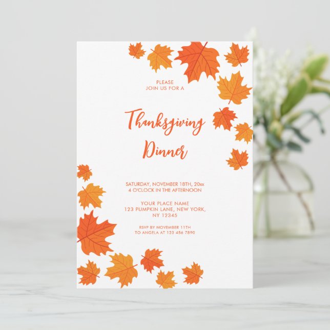Invitation Automne Feuilles Thankesgiving (Debout devant)