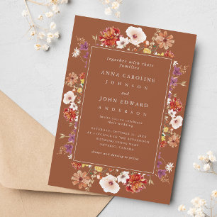 Invitation Automne Fleur sauvage Brown Automne Photo Mariage 