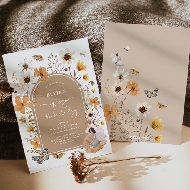 Invitation Automne Fleur sauvage Fairy Premier anniversaire G (Créateur téléchargé)