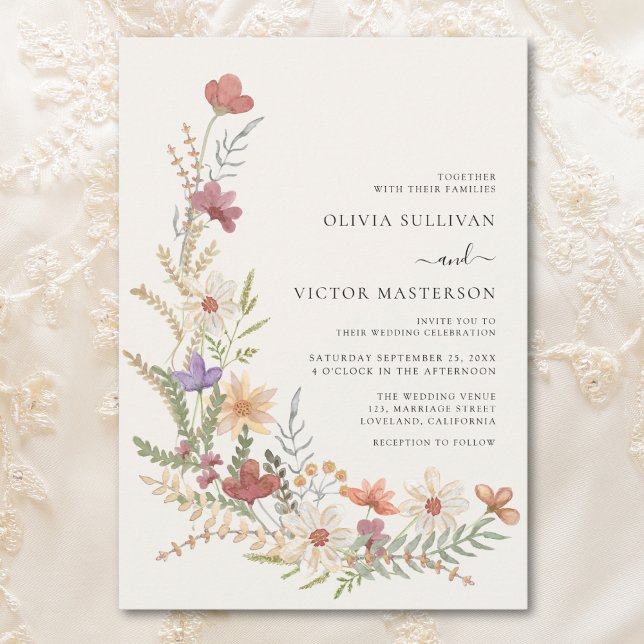 Invitation Automne Fleur sauvage Floral Mariage (Créateur téléchargé)