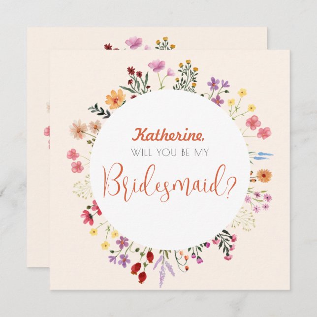 Invitation Automne Fleur sauvage lunaire Floral Bridesmaid Sc (Devant / Derrière)