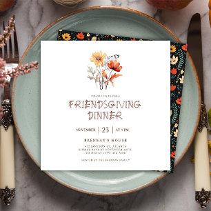 Invitation Automne Fleur sauvage Thanksgiving Friendsgiving D