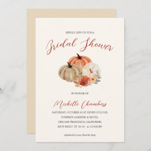 Invitation Automne Fleurs Citrouilles Élégante Fête des marié