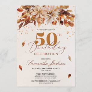 Invitation Automne Fleurs orange Marigold Cooper 50e annivers