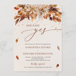 Invitation Automne Fleurs Oranges Elle A Dit Oui Fiançailles