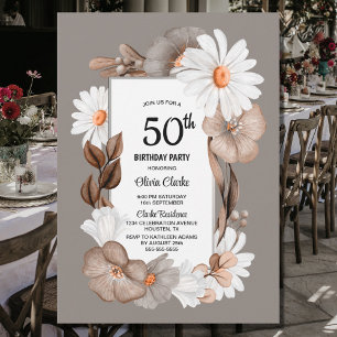 Invitation Automne Floral 50e fête d'anniversaire