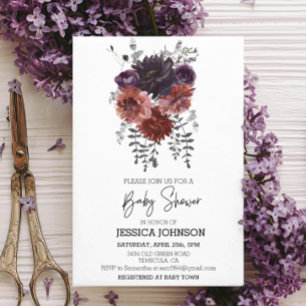 Invitation Automne Floral Aquarelle Plum Fleur Halloween