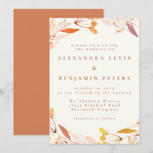 Invitation Automne Floral Aquarelle Wreath Boho Mariage