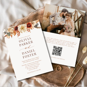 Invitation Automne Floral Automne Mariage QR Code photo