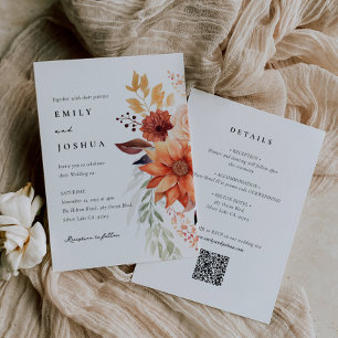 Invitation Automne Floral Boho en un seul Mariage