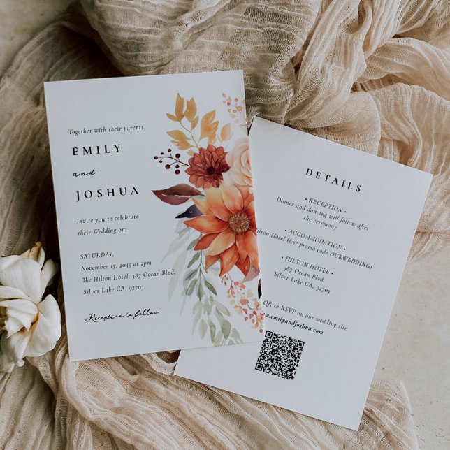 Invitation Automne Floral Boho en un seul Mariage (Créateur téléchargé)