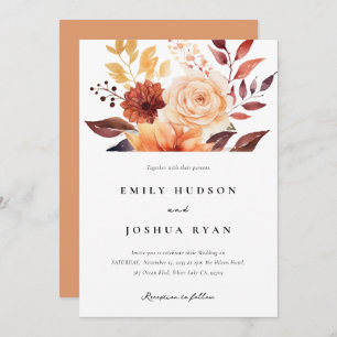 Invitation Automne Floral Boho Mariage
