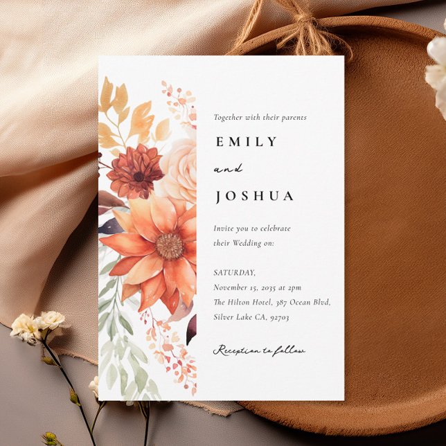 Invitation Automne Floral Boho Mariage (Créateur téléchargé)