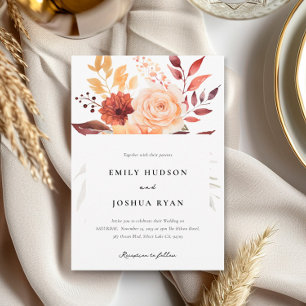 Invitation Automne Floral Boho Mariage