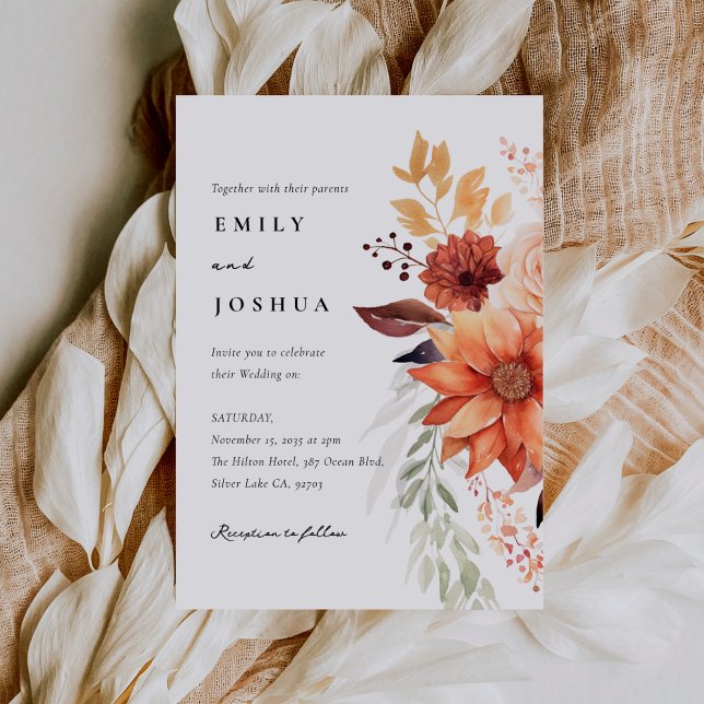 Invitation Automne Floral Boho Mariage (Créateur téléchargé)