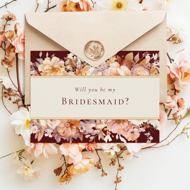 Invitation Automne Floral Bourgogne Mariage Bridesmaid Propos (Créateur téléchargé)