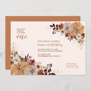 Invitation Automne Floral & Citrouille 1er anniversaire