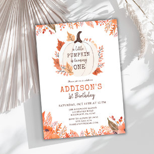 Invitation Automne Floral Citrouille Premier anniversaire